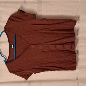 Old Navy brown button up crop top shirt